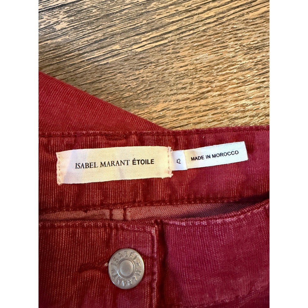 Isabel Marant Etoile Red Corduroy Moto Pants Zipper Detail Size 42 FR - Picture 4 of 6